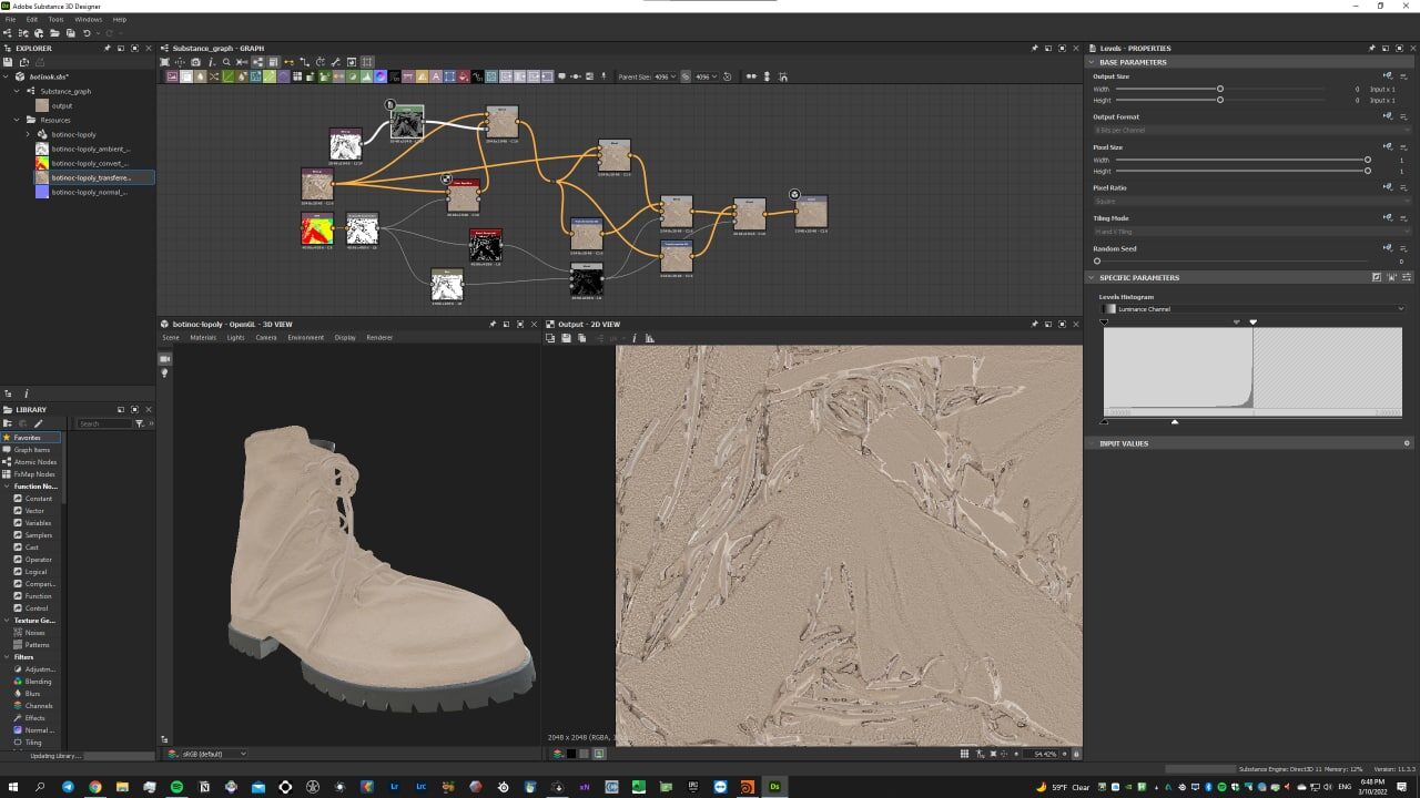 424 Marathon Boots process — albedo map in Substance Designer