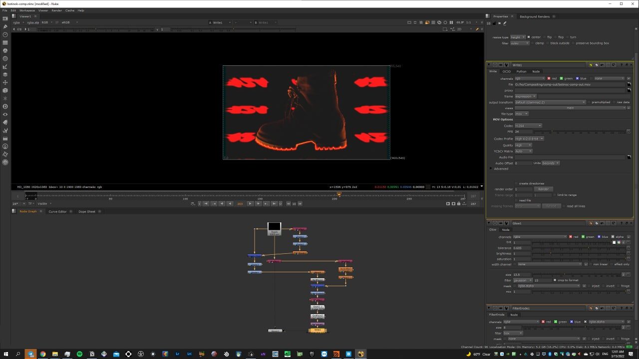 424 Marathon Boots process — compositing in Nuke