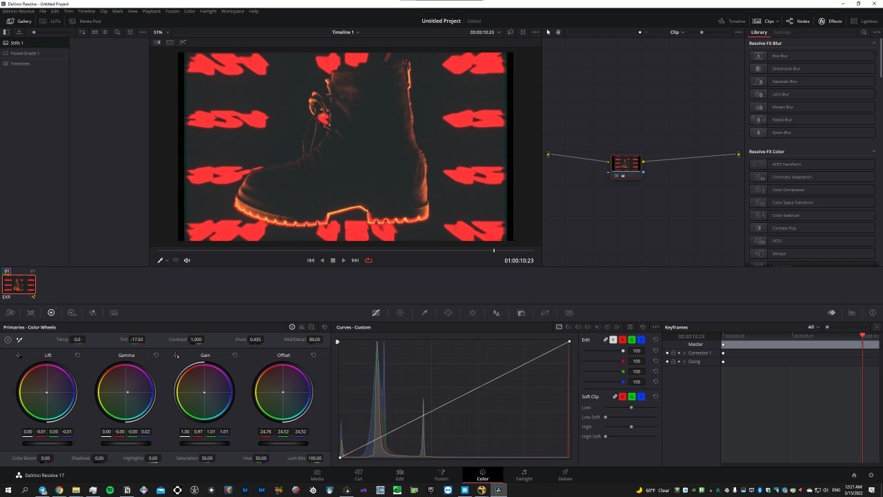 424 Marathon Boots process — colour grading in DaVinci Resolve