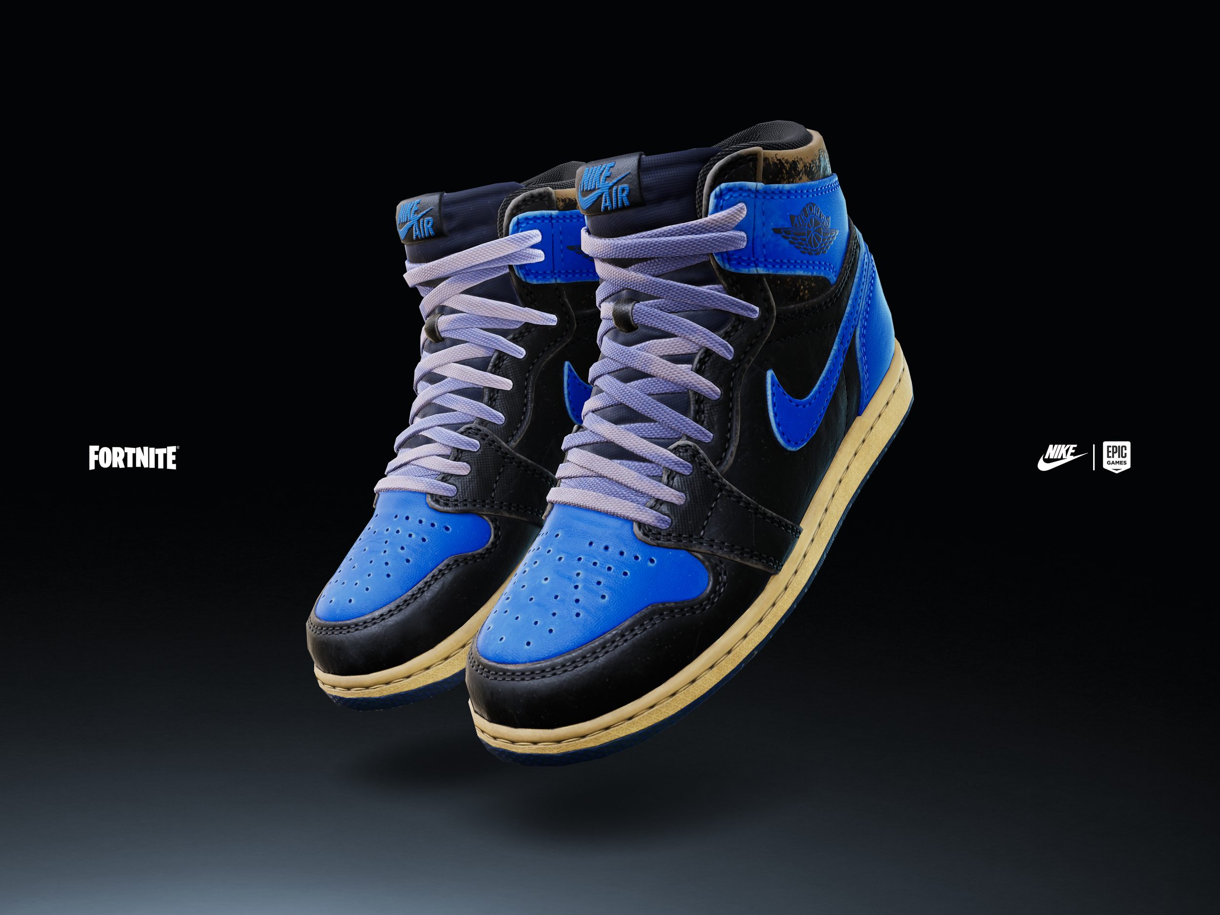 Blue Nike sneaker render for Fortnite