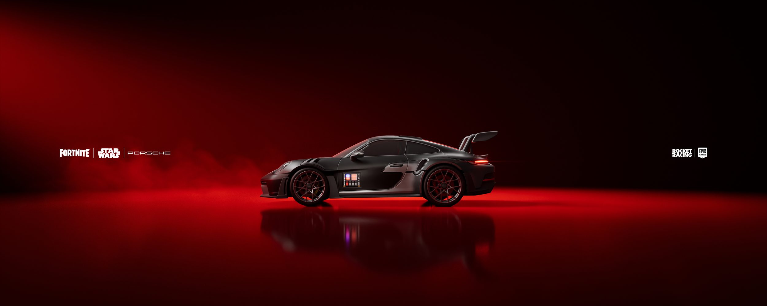 Stylized Rocket League car render with dramatic lighting
